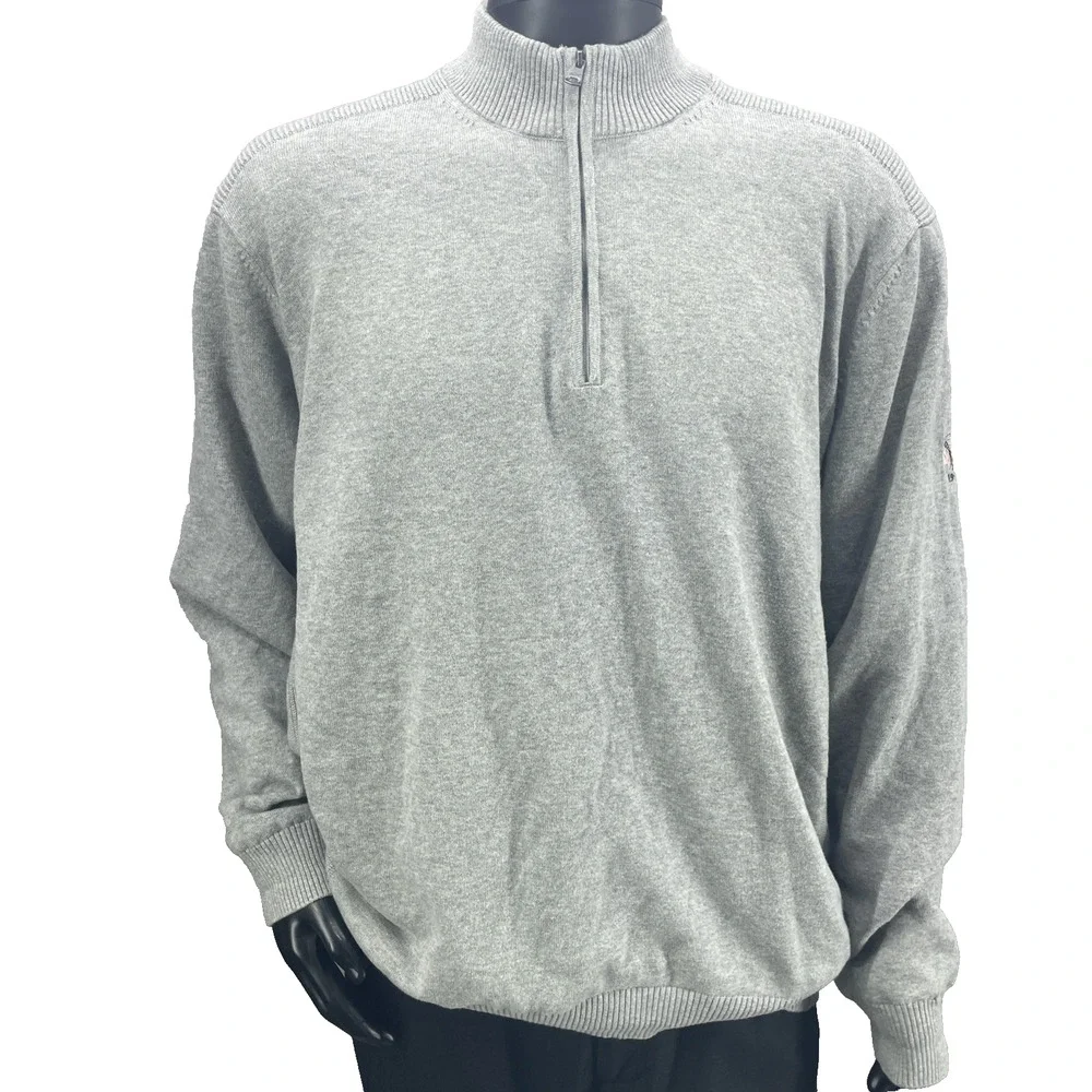 Greg Norman 1/4 Zip Pull Over Men 2XL Grey Cotton Blend Indian Valley Golf Lined